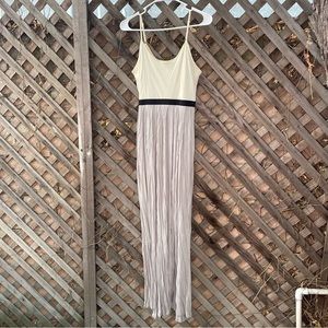 Lauren Conrad Gray Cream Spaghetti Strap Flowy High Waist Colorblock Maxi Dress